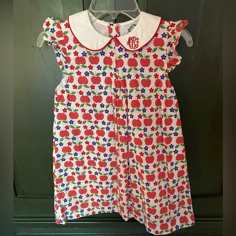 Cecil and Lou Apple dress with nBf monogram on Peter Pan collar size 6